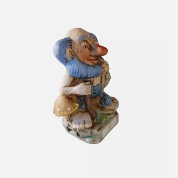 Vintage 1970s Garden Gnome Old Elf Pixie Ceramic Mold Cast Figure 4" Statue - Picture 6 of 10